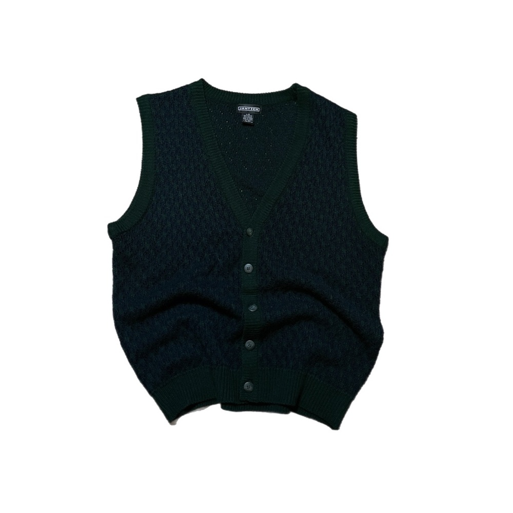 green and navy vintage sweater vest size large